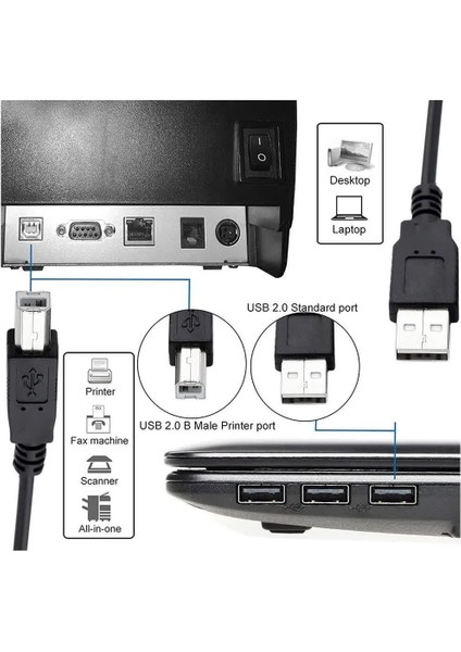 USB Girişli Yazıcı Printer Kablosu 4 7 mt