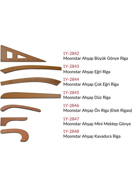 Moonstar ahşap Riga Cetvel Takım (7 Parça)