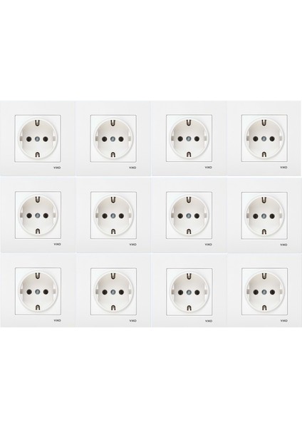 Karre Topraklı Çocuk Korumalı Priz + Çerçeve Beyaz 12 Adet