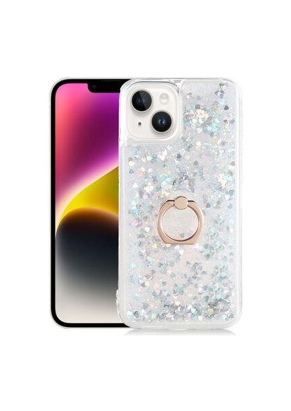 Apple iPhone 14 Kılıf Simli Sulu Akışkan Milce Kapak