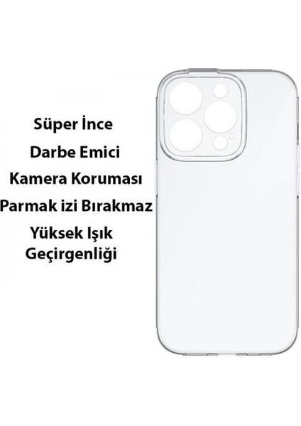 iPhone 14 Pro Max 6.7 Kamera Koruyucu Kılıf, 0.3mm Sararmaz Tpu Kılıf, Darbe Emici Kılıf