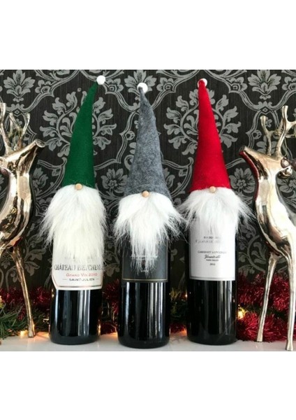 3'lü Noel Baba Şişe Üstü Süs, Şarap Şişesi, El Yapımı,yılbaşı Süsü