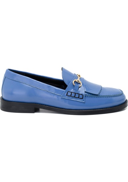 Celne Mavi Kadın Rugan Deri Loafer