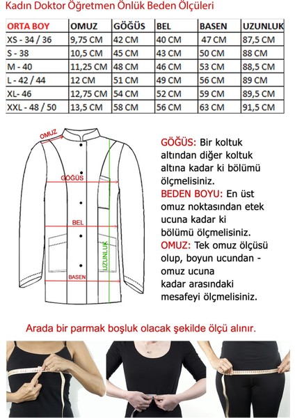 Doktor Önlüğü Öğretmen Önlüğü Kadın Orta Boy Hakim Yaka