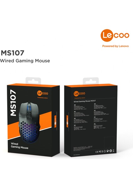 Lenovo Lecoo MS107 Kablolu RGB LED Aydınlatmalı 3200DPI 7 Tuşlu Gaming Mouse Siyah