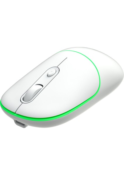 Lenovo Lecoo WS210 Dual Mod RGB 2.4GHz WiFi+ Bluetooth 1600DPI 6 Tuşlu Şarjlı Sessiz Kompakt Kablosuz Optik Mouse Beyaz