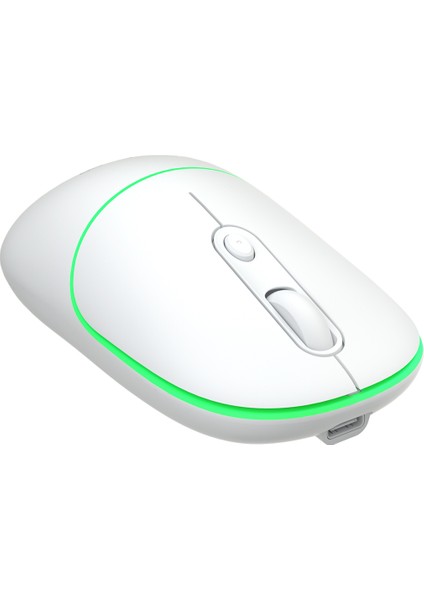 Lenovo Lecoo WS210 Dual Mod RGB 2.4GHz WiFi+ Bluetooth 1600DPI 6 Tuşlu Şarjlı Sessiz Kompakt Kablosuz Optik Mouse Beyaz