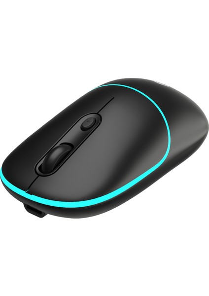 WS210 Dual Mod RGB 2.4GHz WiFi+ Bluetooth 1600DPI 6 Tuşlu Şarjlı Sessiz Kompakt Kablosuz Optik Mouse Siyah