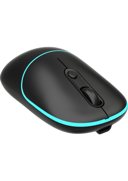 WS210 Dual Mod RGB 2.4GHz WiFi+ Bluetooth 1600DPI 6 Tuşlu Şarjlı Sessiz Kompakt Kablosuz Optik Mouse Siyah