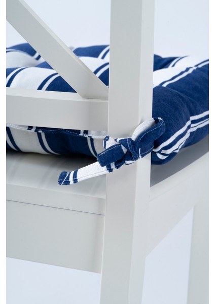 Beta Mavi Beyaz Pofidik Sandalye Minderi Bağcıklı 40x40cm fiyatları