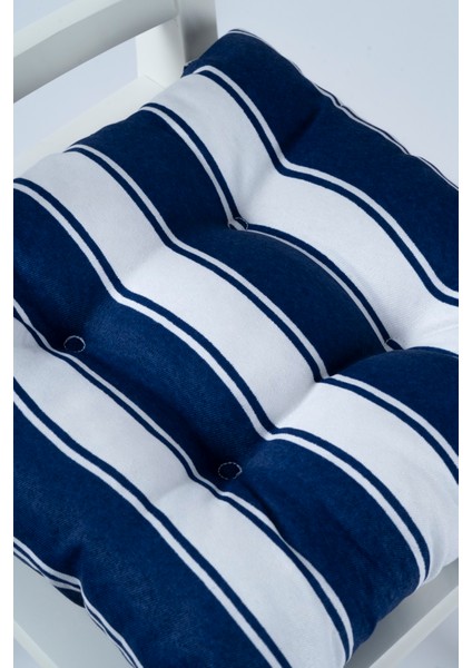 Beta Mavi Beyaz Pofidik Sandalye Minderi Bağcıklı 40x40cm modelleri