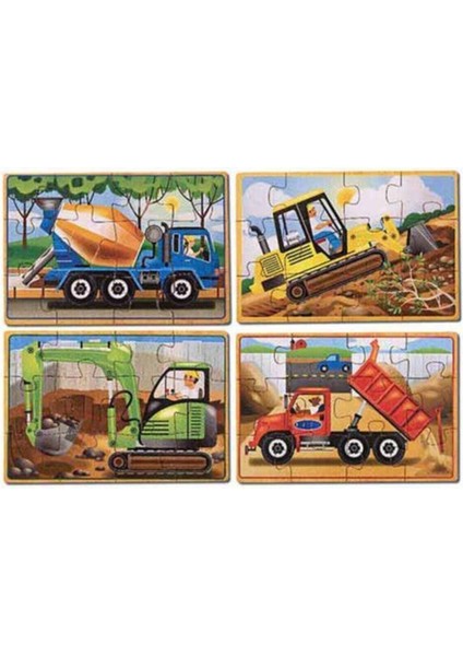 Melissa & Doug Melissa&doug Ahşap 12X4 Puzzle Seti - Inşaat Araçları Yapbozu