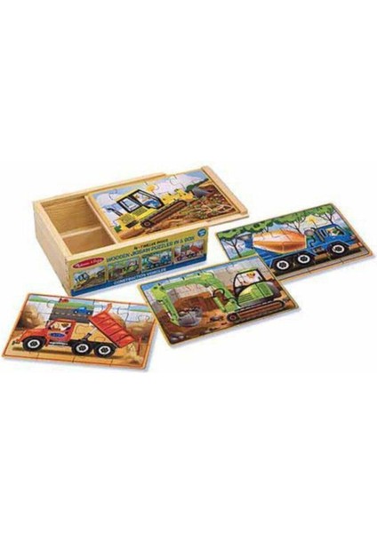 Melissa & Doug Melissa&doug Ahşap 12X4 Puzzle Seti - Inşaat Araçları Yapbozu