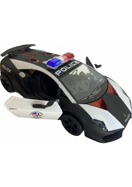 Diecast,metal Oyuncak Araba Lamborghini Polis Arabası Çek Bırak Lisanslı 1:38 Ölçek 12 cm Ar