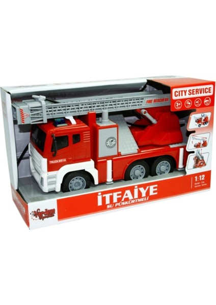 Vardem Sürtmeli Sesli Işıklı Su Püskürtmeli Itfaiye 1:12