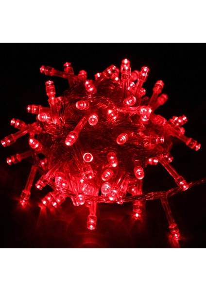 Kırmızı Yılbaşı Ağacı Işığı 10 Metre Kırmızı LED Işık 100 LED Lambalı Fişli Noel Işığı Yılbaşı Işığı Red Light