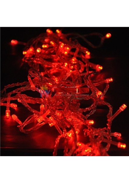 Kırmızı Yılbaşı Ağacı Işığı 10 Metre Kırmızı LED Işık 100 LED Lambalı Fişli Noel Işığı Yılbaşı Işığı Red Light