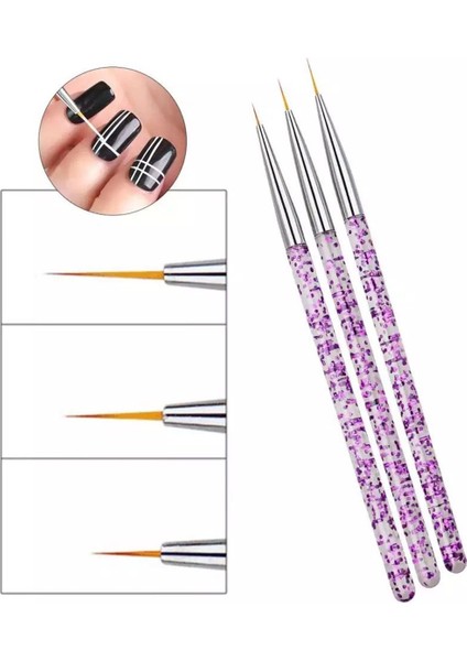 3 'lü Nail Art Fırça Seti