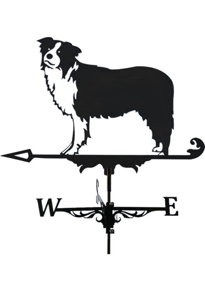 Hava Yözi Paslanmaz Çelik Weathervan Yard Bahçe Barn Süs Siyah Collies (Yurt Dışından)