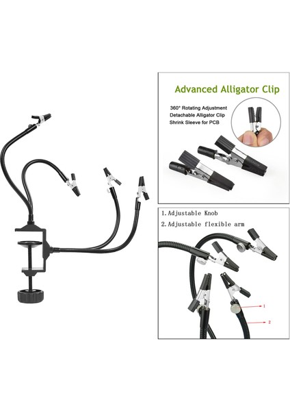 3/4 Yardım Eller Aracı Esnek Lehimleme Istasyonu Pcb Tutucu Danışma Kelepçe Siyah (Yurt Dışından)