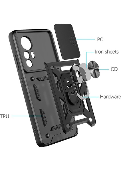 Xiaomi Mi 12T ve Mi 12T Pro 200 Mp 6.67INÇ Uyumlu Zırh Kılıf Kamera Korumalı Military Tank Buffer Antidroop Case