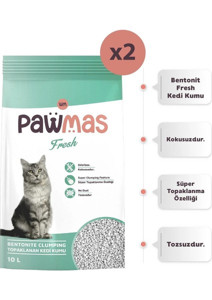 Fresh Bentonit Kedi Kumu 10 Lt x 2 Adet