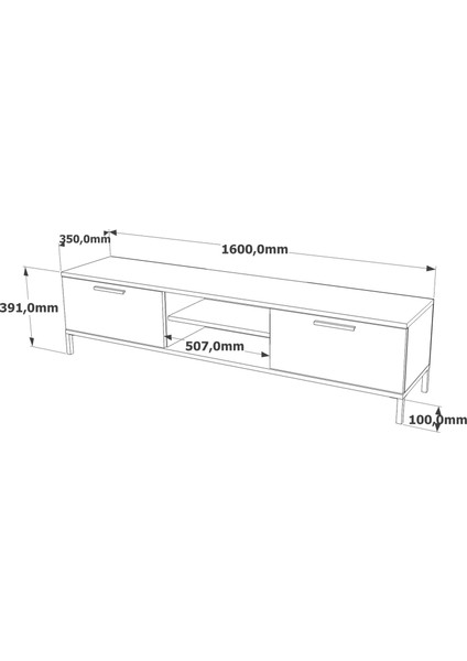 Royal Tv Ünitesi 2 Kapaklı Metal Ayaklı Çam Rl1-Aa