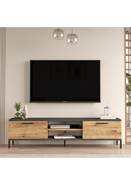 Royal Tv Ünitesi 2'li Set Orta Sehpa Metal Ayaklı Çam Rl5-Aa