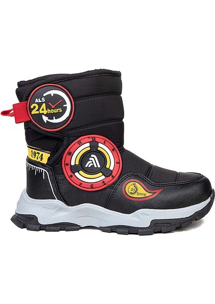 2221F Kürklü Çocuk Kar Bot Siyah Kırmızı fiyatları