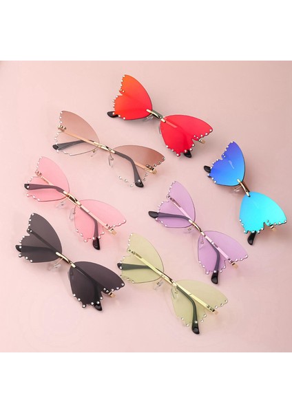 Retro Tarzı Kelebek Güneş Gözlüğü Rhinestones Güneş Gözlükleri Kadın Kadın Mavi fiyatları