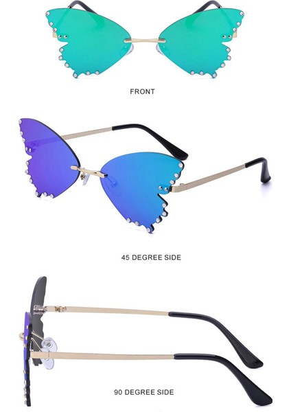 Retro Tarzı Kelebek Güneş Gözlüğü Rhinestones Güneş Gözlükleri Kadın Kadın Mavi indirimleri