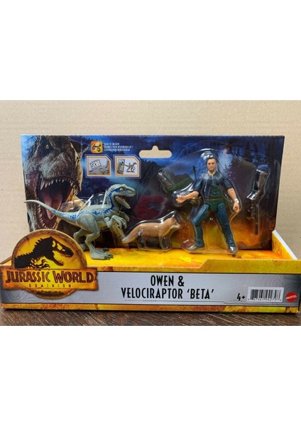 Jurassic World Jurrasic World Jurassic World Karakter ve Dinozor Figürü Paketi Owen & Velociraptor Beta HDX46-GWM2