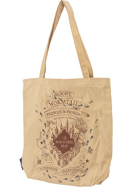 Harry Potter Çapulcu Haritası Bez Çanta Gabardin Kahve Rengi
