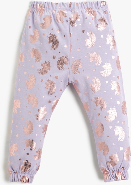 Unicorn Baskılı Parlak Jogger Eşofman Altı Beli Lastikli Şardonlu fiyatları