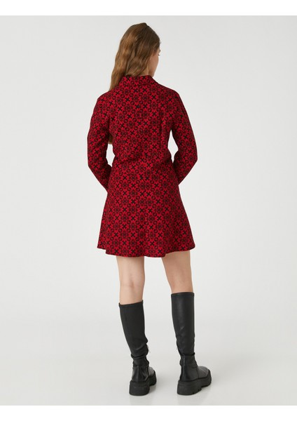 Çiçekli Gömlek Elbise Uzun Kollu Düğmeli Manşet Yaka fırsatları