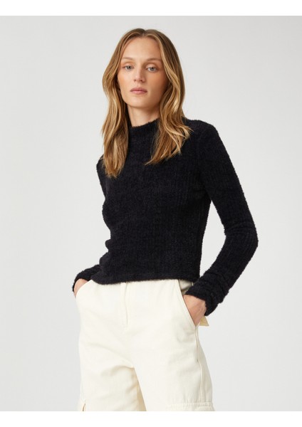 Peluş Tişört Uzun Kollu Balıkçı Yaka