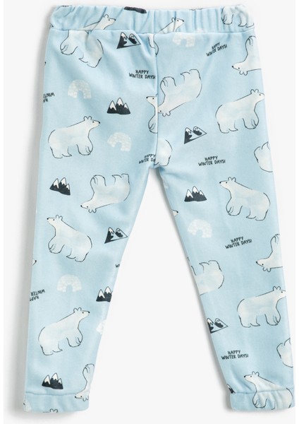 Yumuşak Dokulu Kutup Ayısı Baskılı Jogger Eşofman Altı Cepli Beli Bağlamalı fiyatları