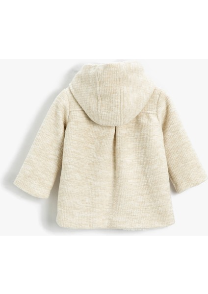 İçi Peluş Astarlı Yün Karışımlı Kapşonlu Mont Düğme Kapamalı fiyatları