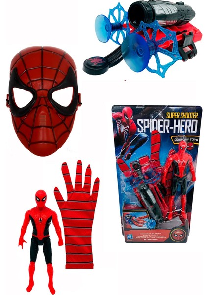 Örümcek Adam Ok Atan Ağ Fırlatan Eldiven ve Spiderman Maske