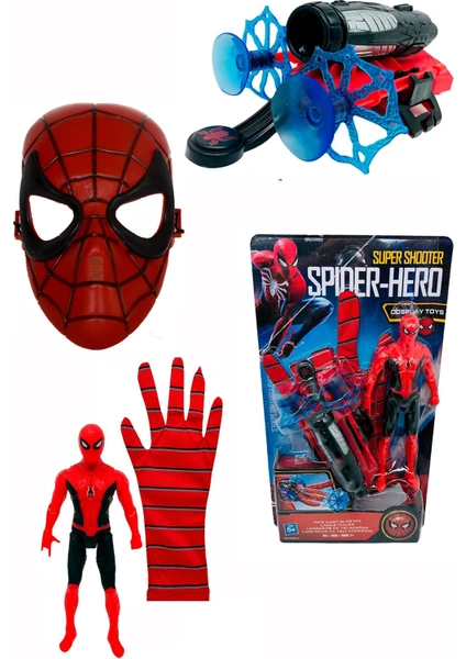 Marvel Spider-Man Örümcek Adam Ok Atan Ağ Fırlatan Eldiven ve Marvel Spider-Man Maske