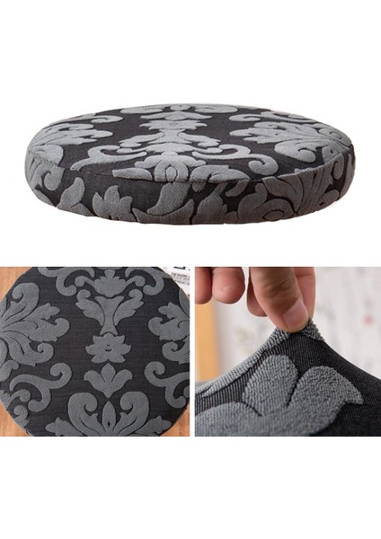 Yuvarlak Bar Taburesi Polyester ve Yıkanabilir Elastik Tabure Yastık Slipcover Siyah Kapakları