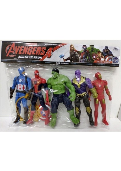 Ramo's Store Avengers 5 Li Işıklı Set Örümcek Adam Hulk Thanos Kaptan Amerika Demir Adam