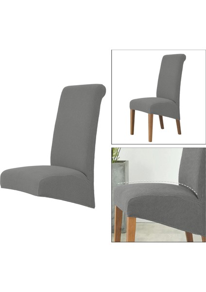 Modern Yumuşak Yüksek Arka Sandalye Kapak Mısır Polar Slipcover Toz Geçirmez Ev Koyu Gri