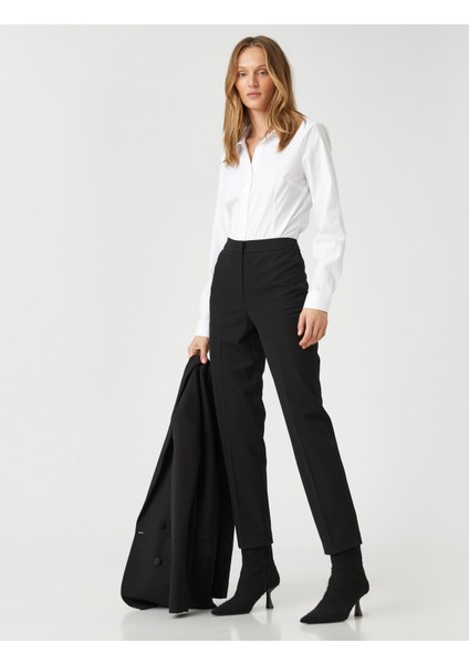 Crop Cigarette Pantolon Cepli Yüksek Bel
