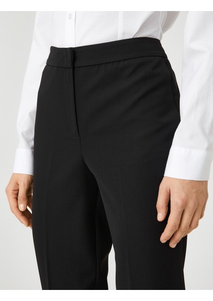 Crop Cigarette Pantolon Cepli Yüksek Bel