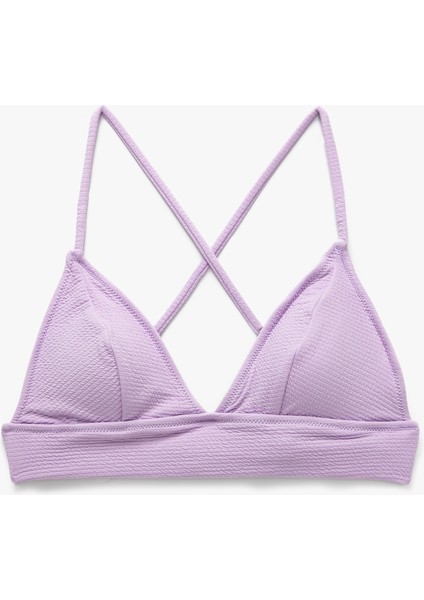 Üçgen Bikini Üstü Dokulu Kaplı Bağlama Detaylı
