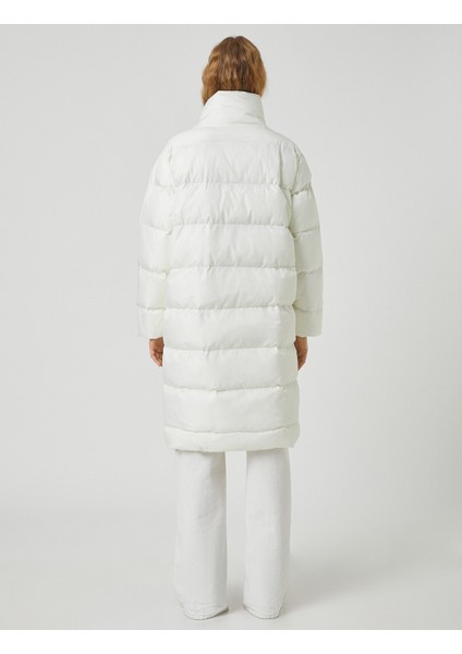 Uzun Şişme Mont Anvelop Çıtçıtlı Dik Yaka Cepli fırsatları