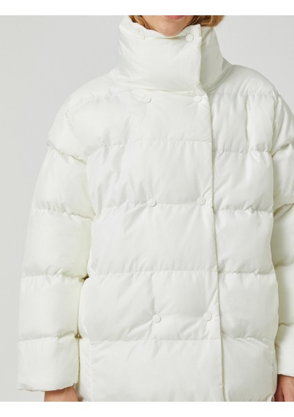 Uzun Şişme Mont Anvelop Çıtçıtlı Dik Yaka Cepli indirimleri