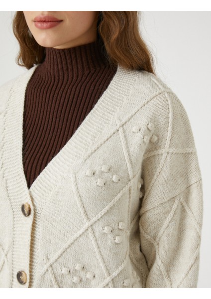 Crop Hırka Örgü V Yaka Uzun Kollu Düğmeli indirimleri