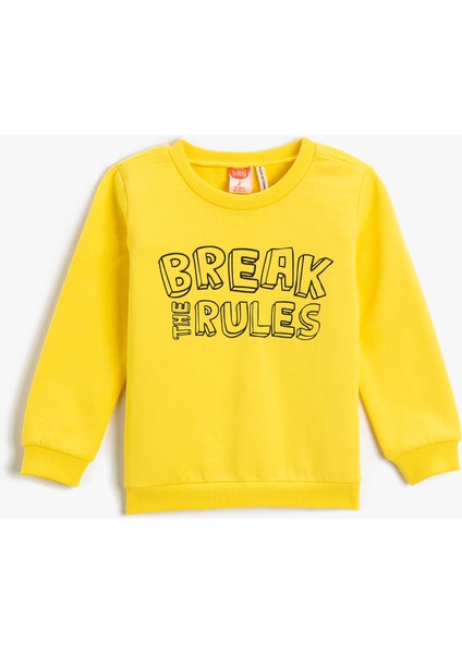 Baskılı Sweatshirt Uzun Kollu Bisiklet Yaka